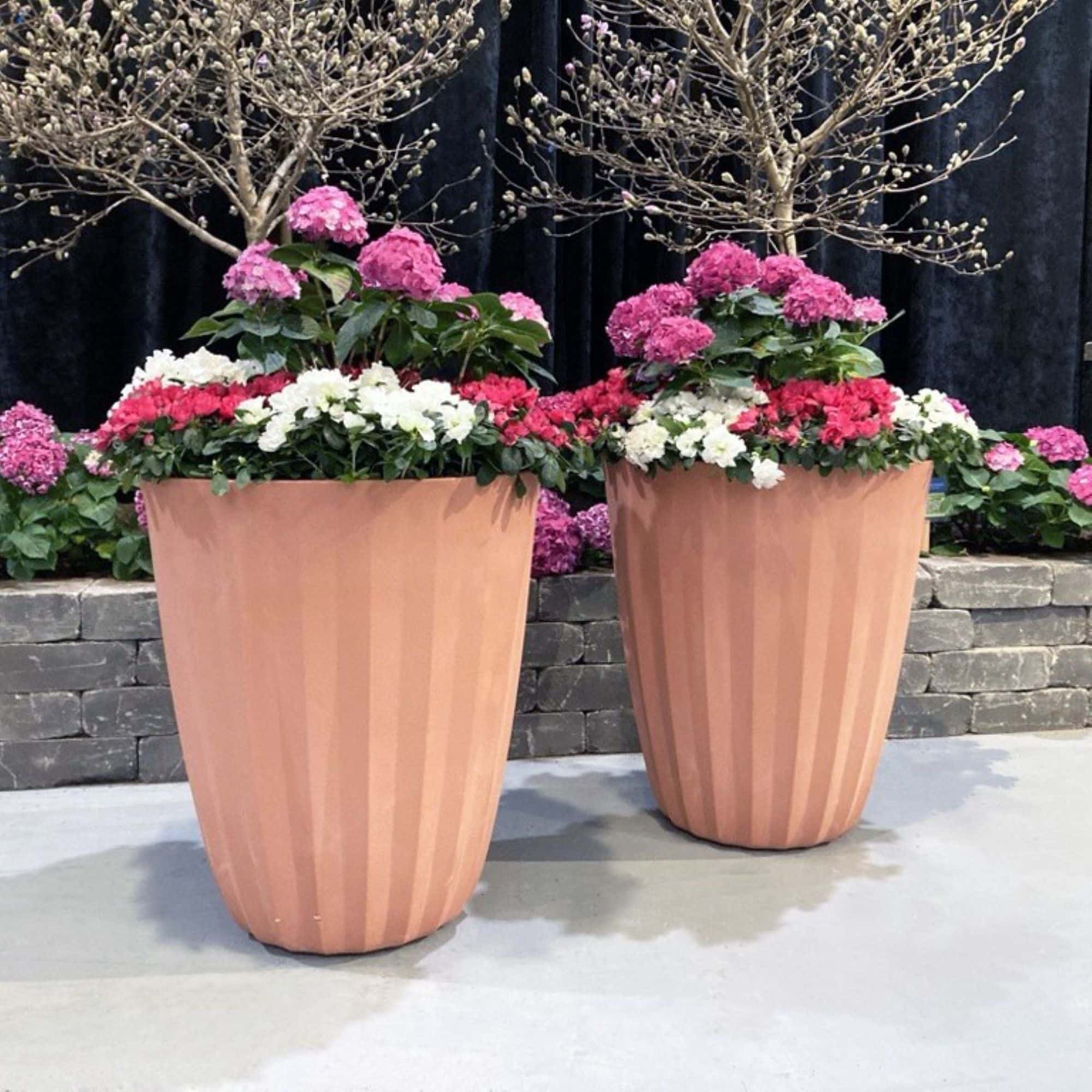 Pleat planters in Terracotta color