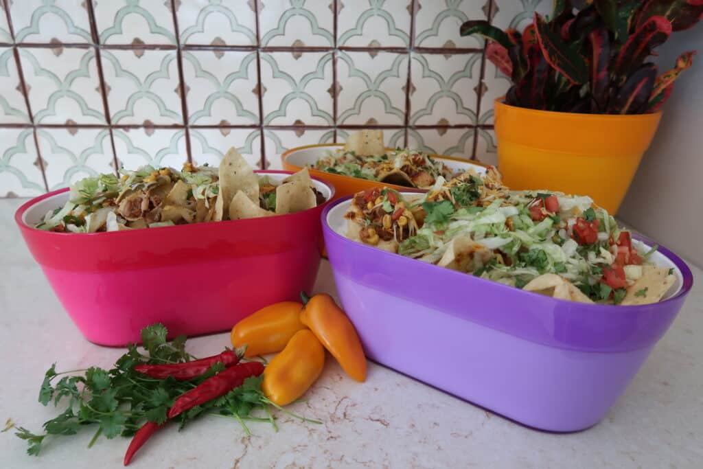 Vegetables in bowls and on counter top